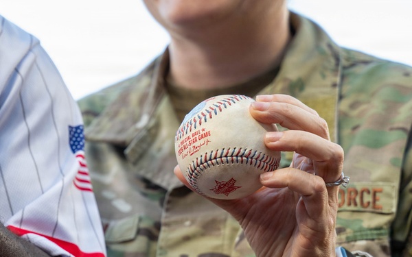 316th Wing leadership throws 1st pitch at Nationals baseball game