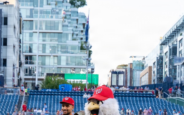 316th Wing leadership throws 1st pitch at Nationals baseball game