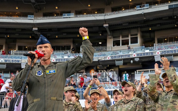 316th Wing leadership throws 1st pitch at Nationals baseball game