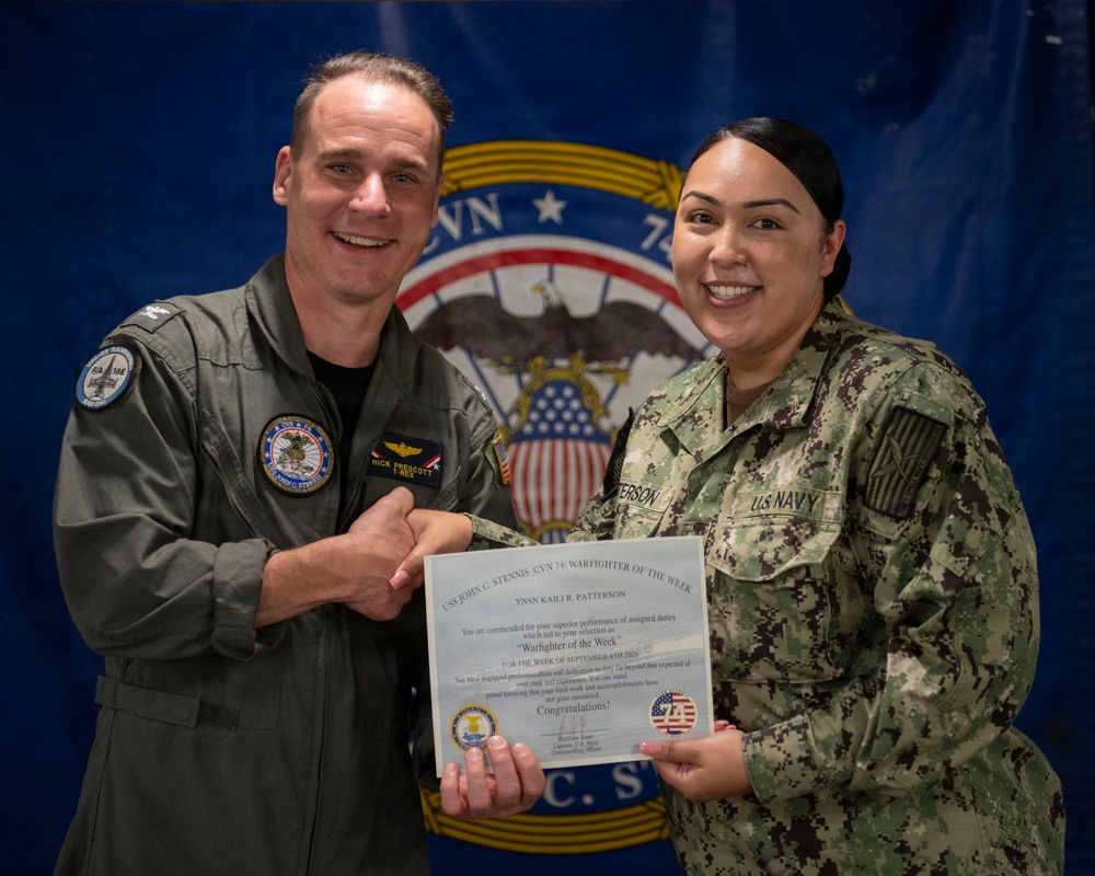 USS John C. Stennis (CVN 74) Recognizes YNSN Patterson