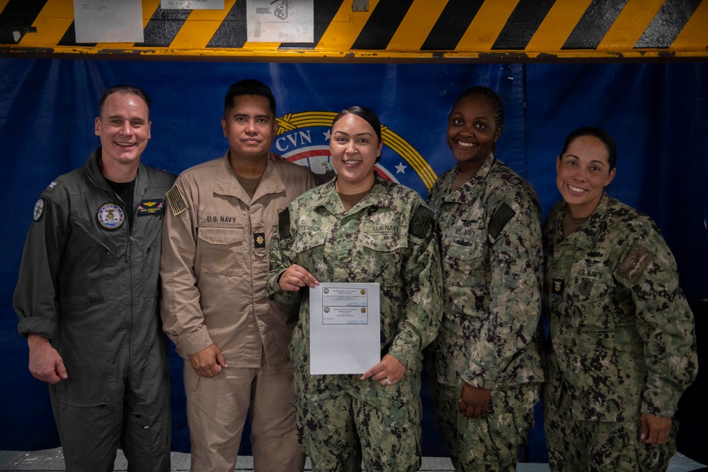 USS John C. Stennis (CVN 74) recognizes YNSN Patterson