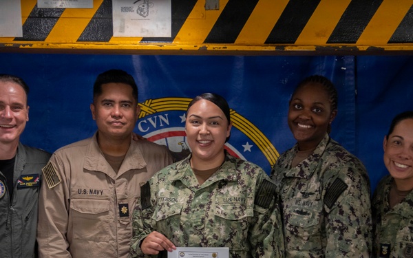 USS John C. Stennis (CVN 74) recognizes YNSN Patterson