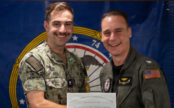 USS John C. Stennis (CVN 74) recognizes AO3 Meil