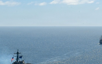Pre-Commissioning Unit Ted Stevens, USS Daniel Inouye sail together