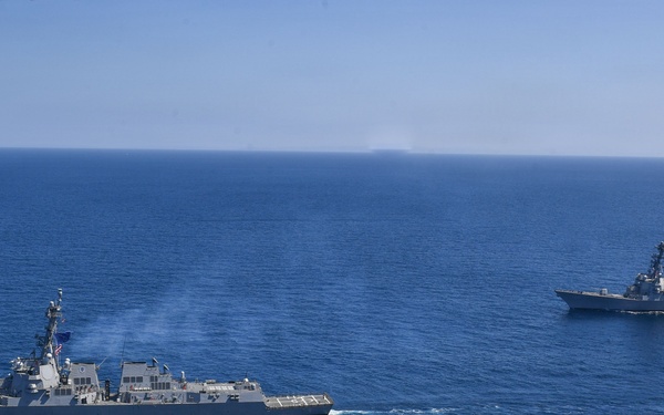 Pre-Commissioning Unit Ted Stevens, USS Daniel Inouye sail together