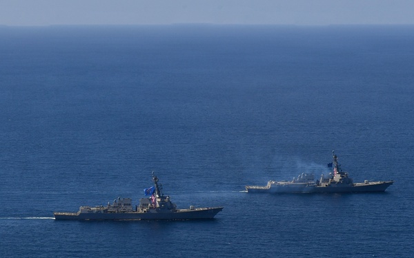 Pre-Commissioning Unit Ted Stevens, USS Daniel Inouye sail together