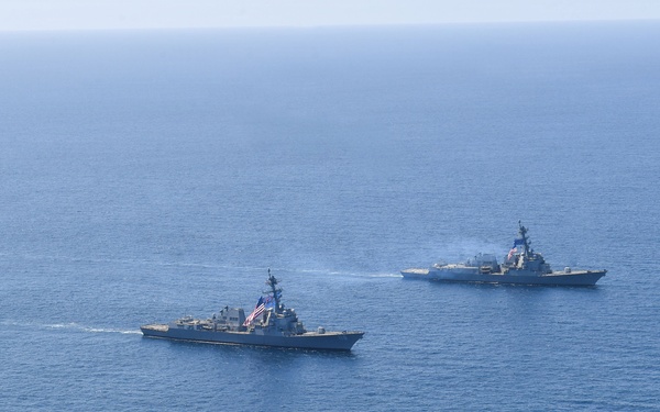 Pre-Commissioning Unit Ted Stevens, USS Daniel Inouye sail together