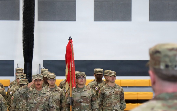 New HHC First Sergeant Salutes Commander Following Change of Responsibility Ceremony