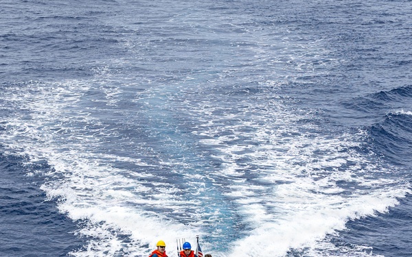 USS Mustin conducts boat operations