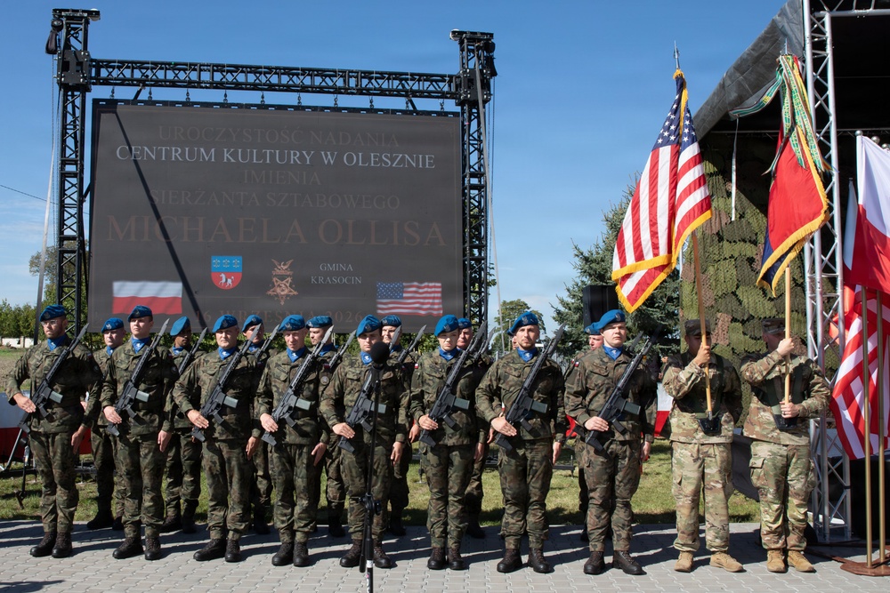 Oleszno cultural center dedicated to Staff Sgt. Michael Ollis, honoring U.S.-Poland bond