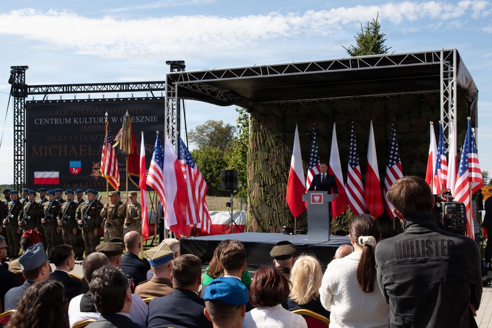 Oleszno cultural center dedicated to Staff Sgt. Michael Ollis, honoring U.S.-Poland bond