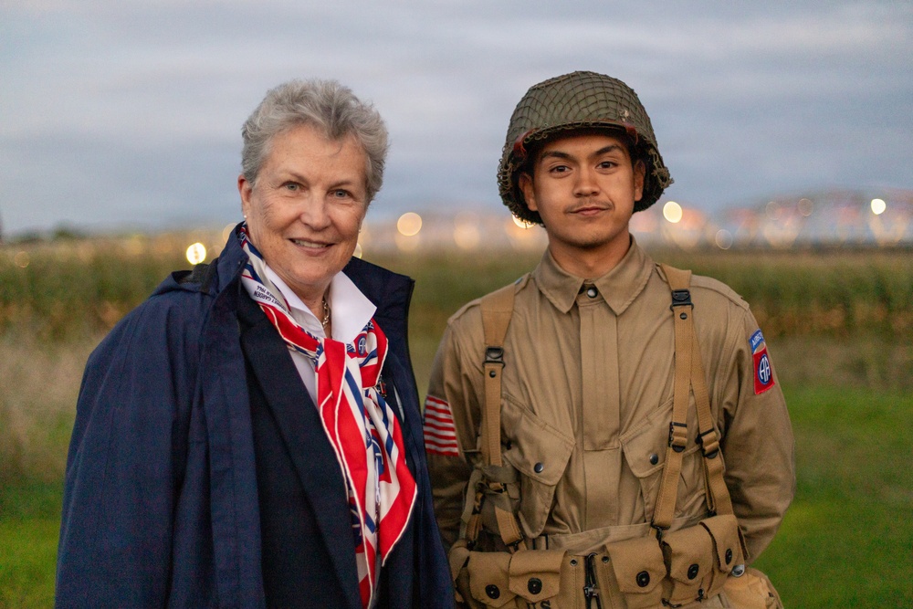 Chloe Gavin and Gavin Ryan Keereweer at the LT John S Thompson Bridge Ceremony, Operation Market Garden Commemorations 2026