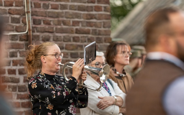 A Bugler Plays Taps at the Operation Market Garden Plaque Unveiling Ceremony of the B-24 Crash of the "Rum Runner"