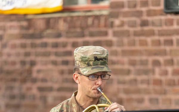 A Soldier from the U.S. Army Europe and Africa Band Performing at the Operation Market Garden Plaque Unveiling Ceremony of the B-24 Crash of the "Rum Runner"