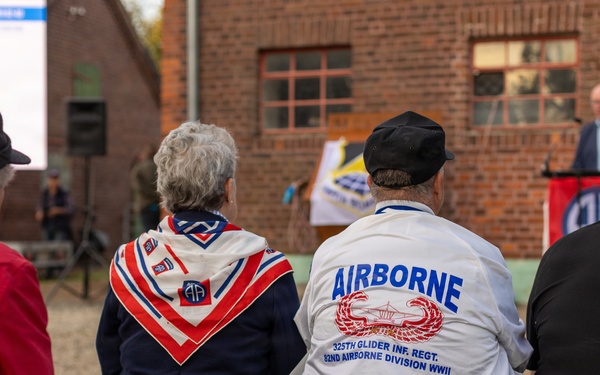 Ms. Chloe Gavin and other Attendees at the Operation Market Garden Plaque Unveiling Ceremony of the B-24 Crash of the "Rum Runner"
