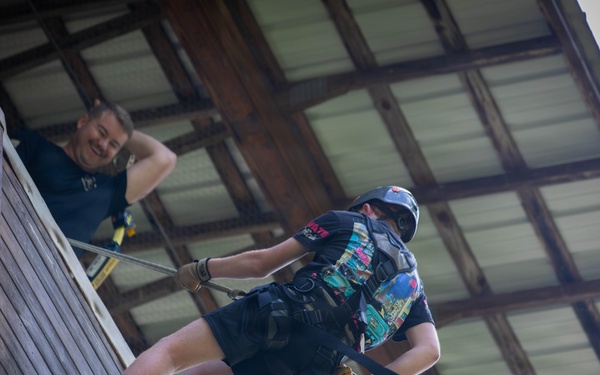 Gold Star Families Take on Camp Dawson Rappel Tower