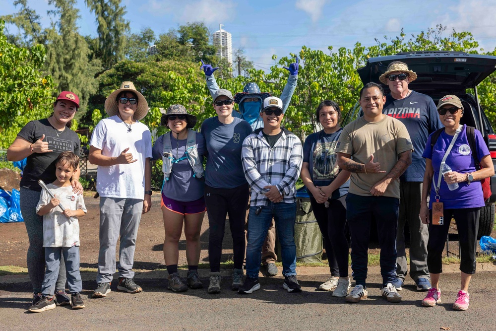 Service Members, Community Partners Remove 3 Tons of Trash from Pearl Harbor Bike Path
