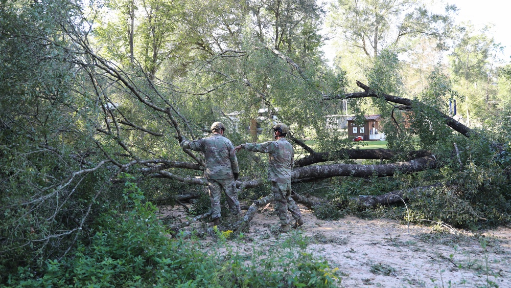 Florida National Guard Soldiers conduct road clearing efforts in response to Hurricane Isaias in Florida