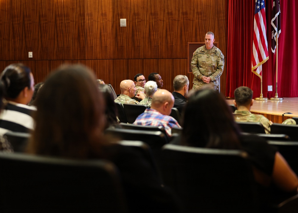 Brig. Gen. Landers debriefs command climate survey results at town hall