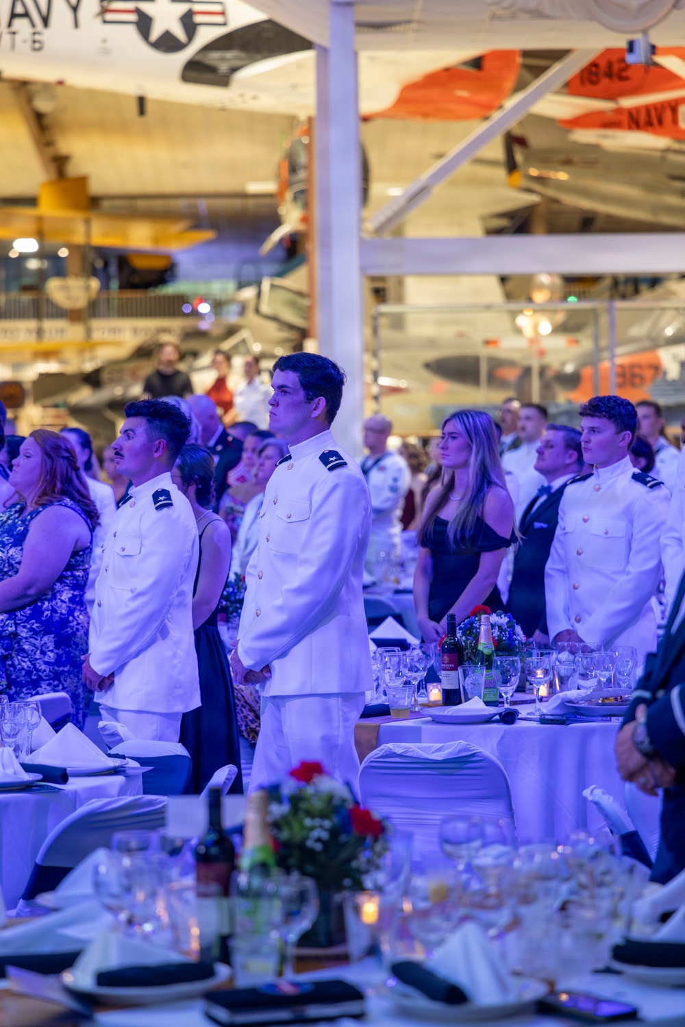 US Navy sailors and guests attending the 2026 Pensacola Navy Ball celebrating the Navy's 251st birthday