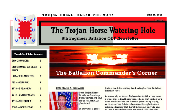 Task Force Trojan Horse Newsletter - July 15, 2013