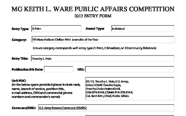 2013 USAR Civilian PJOY - February 20, 2014