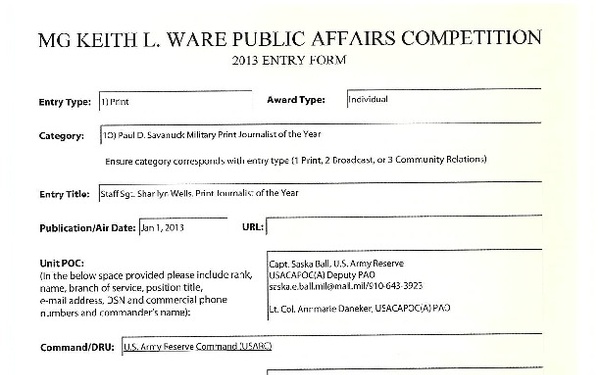 2013 USAR Civilian PJOY - February 20, 2014