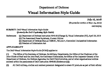 DoD Visual Information Style Guide, July 2018 edition - 07.16.2018
