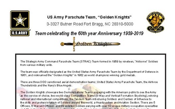 United States Army Parachute Team, The Golden Knights - Media Fact Sheet - 04.26.2019