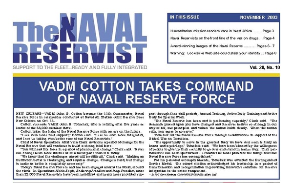 The Navy Reservist - November 1, 2003