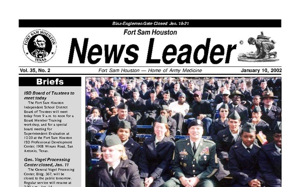 Fort Sam Houston News Leader - January 10, 2002