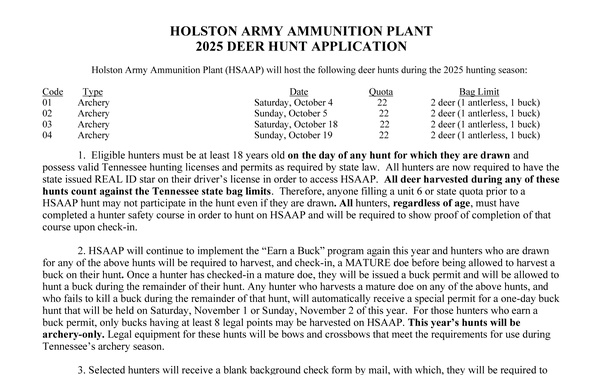 Holston Army Ammunition Plant (HSAAP) Environmental Documents - July 14, 2025