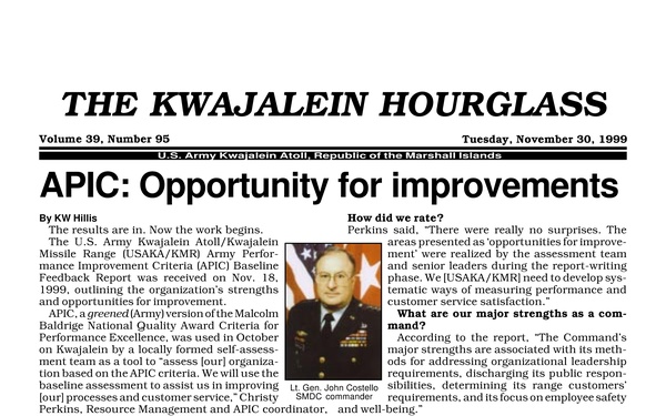 The Kwajalein Hourglass - November 30, 1999