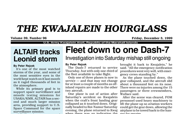 The Kwajalein Hourglass - December 3, 1999