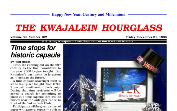 The Kwajalein Hourglass - December 31, 1999