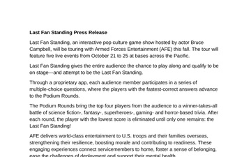 Armed Forces Entertainment News - 09.16.2025