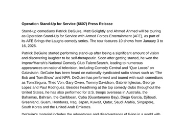 Armed Forces Entertainment News - 11.20.2025