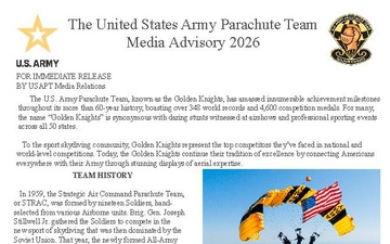 United States Army Parachute Team, The Golden Knights - Media Fact Sheet - 02.06.2026