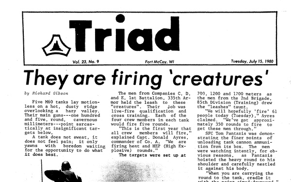 Fort McCoy Triad Newspaper - July 15, 1980