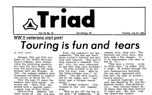 Fort McCoy Triad Newspaper - July 22, 1980