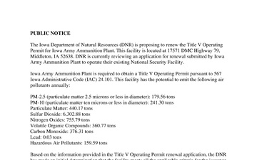 Iowa Army Ammunition Plant Publications - 09.09.2026