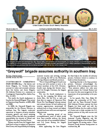 March 21, 2011 T-Patch Newsletter