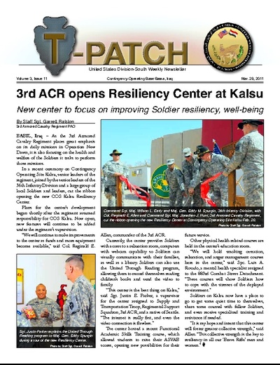 March 28, 2011 T-Patch Newsletter