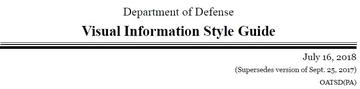 DoD Visual Information Style Guide, July 2018 edition
